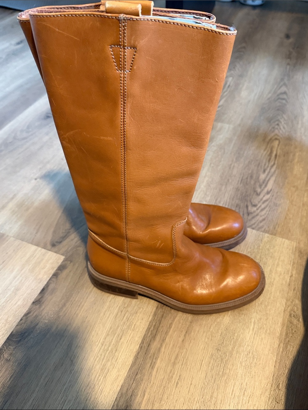 J. Crew Tan Leather Boot Sole with Rubber Heel